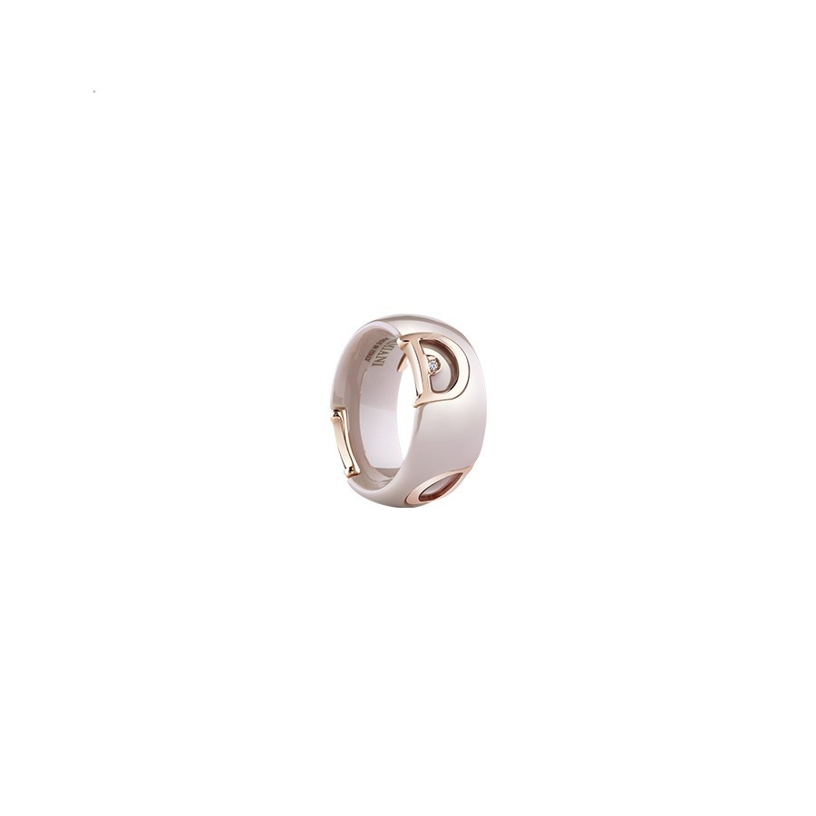D.ICON CAPPUCCINO CERAMIC, PINK GOLD AND DIAMONDS RING