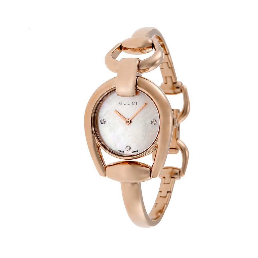 Horsebit Mother of Pearl Dial Rose Gold PVD Ladies Watch
