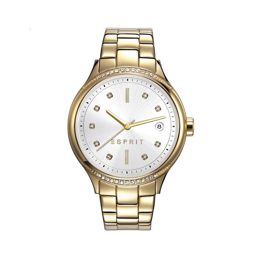 White Dial Gold Plated Ladies Watch ES108562002