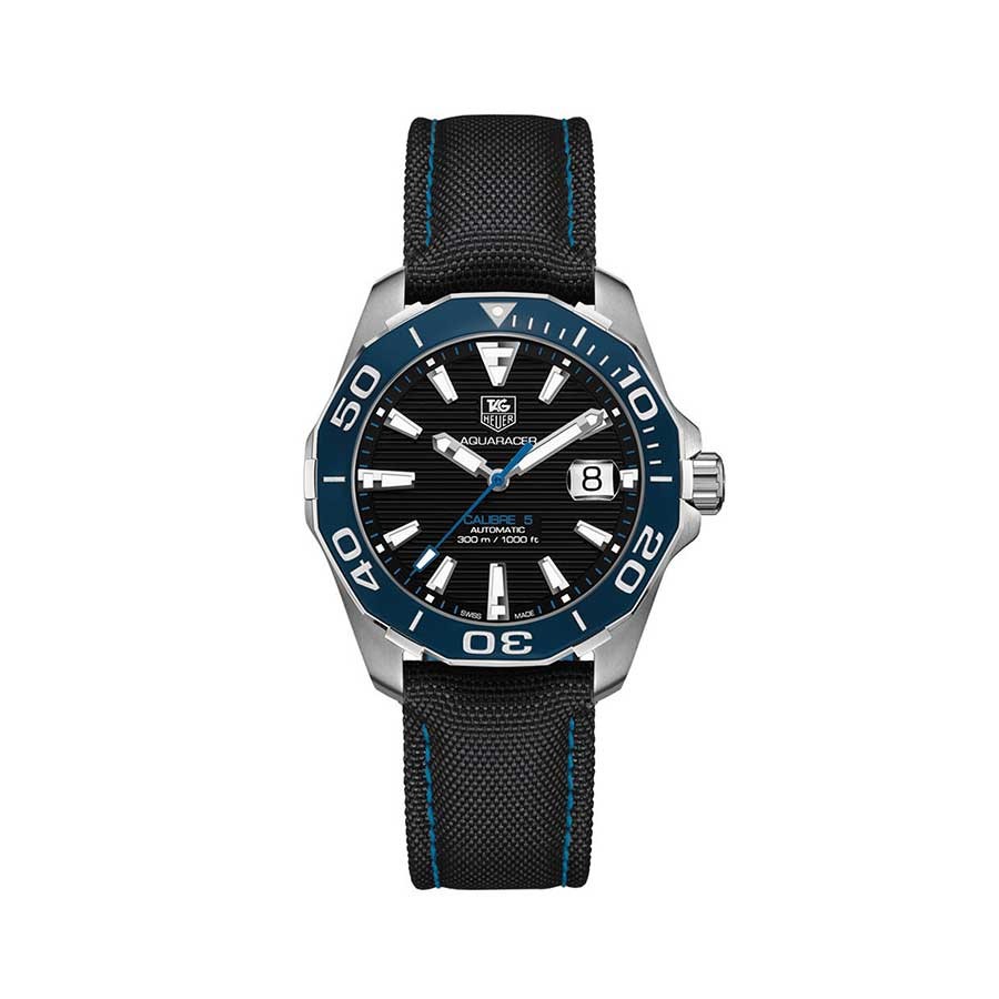 Aquaracer Black Dial Automatic Textile Strap Men's Watch