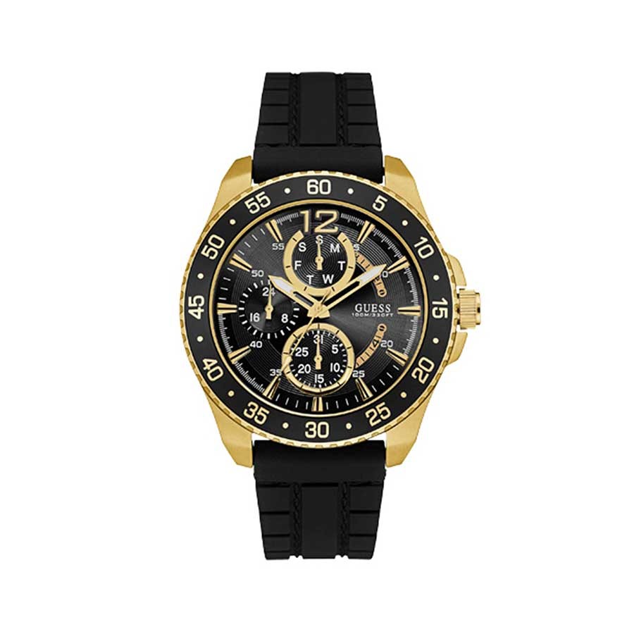 Jet Gent's Gold Plate Black Rubber Watch W0798G3