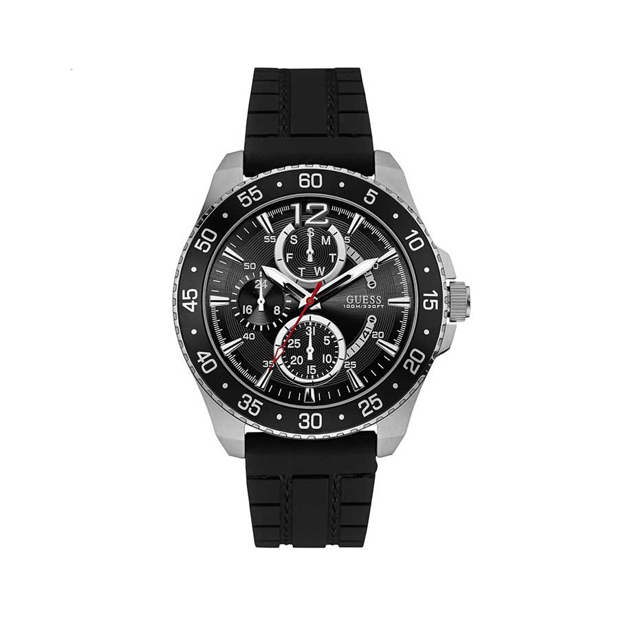 Reloj Black Silicone Band Steel Case Quartz Men's Watch W0798G1