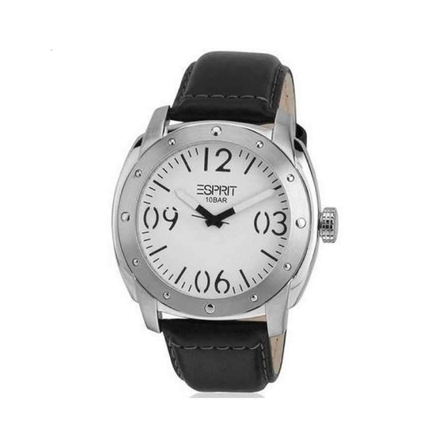 White Dial Black Leather Men's Watch