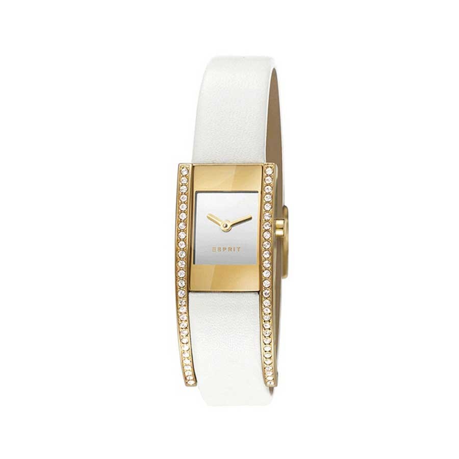 White Leather PVD Gold Ladies Whatch
