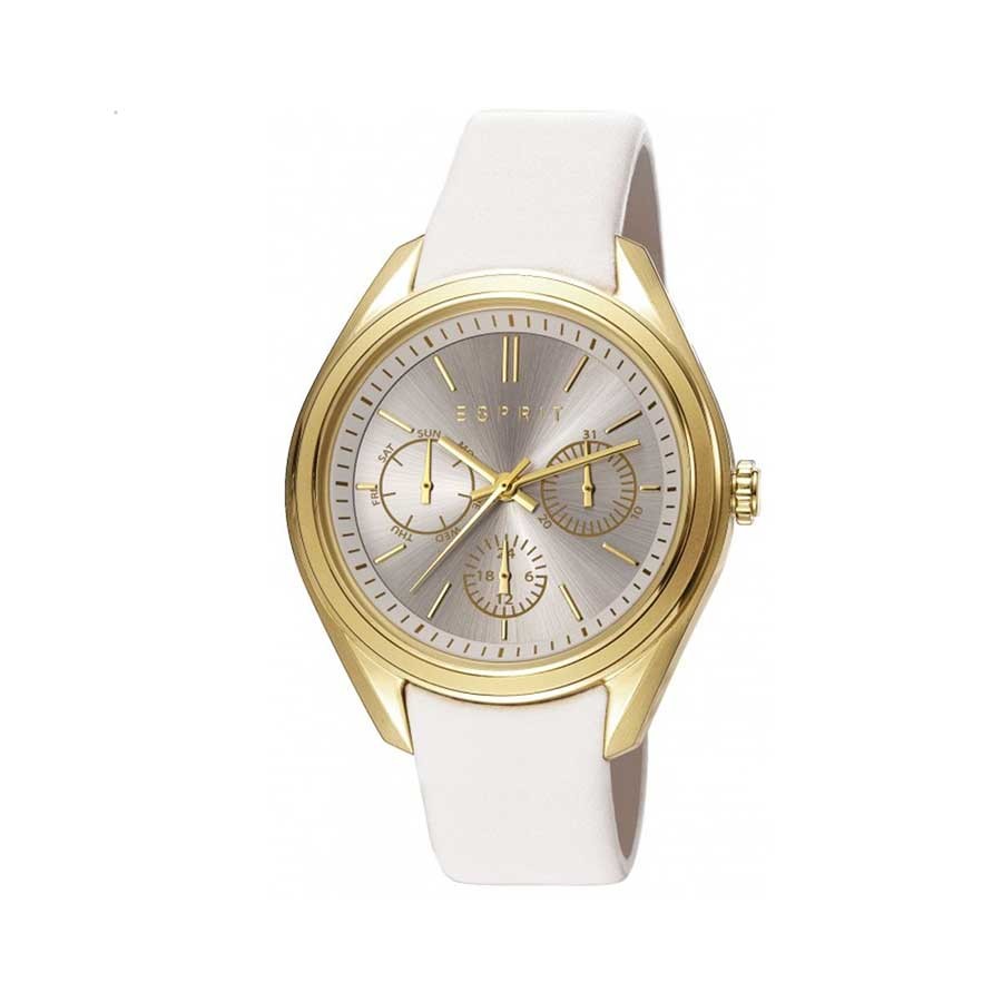Yellow Gold Silver Dial Ladies Watch