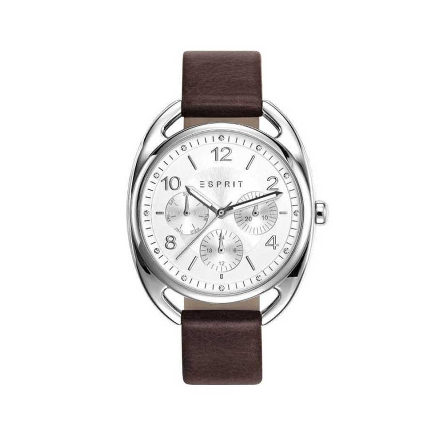 White Dial Brown Leather Ladies Watch