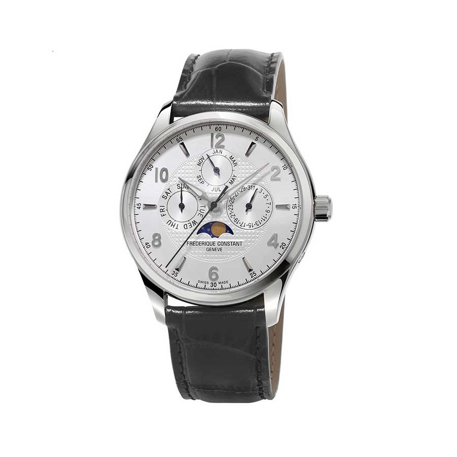 Runabout Silver Dial Black Leather Automatic Men's Watch