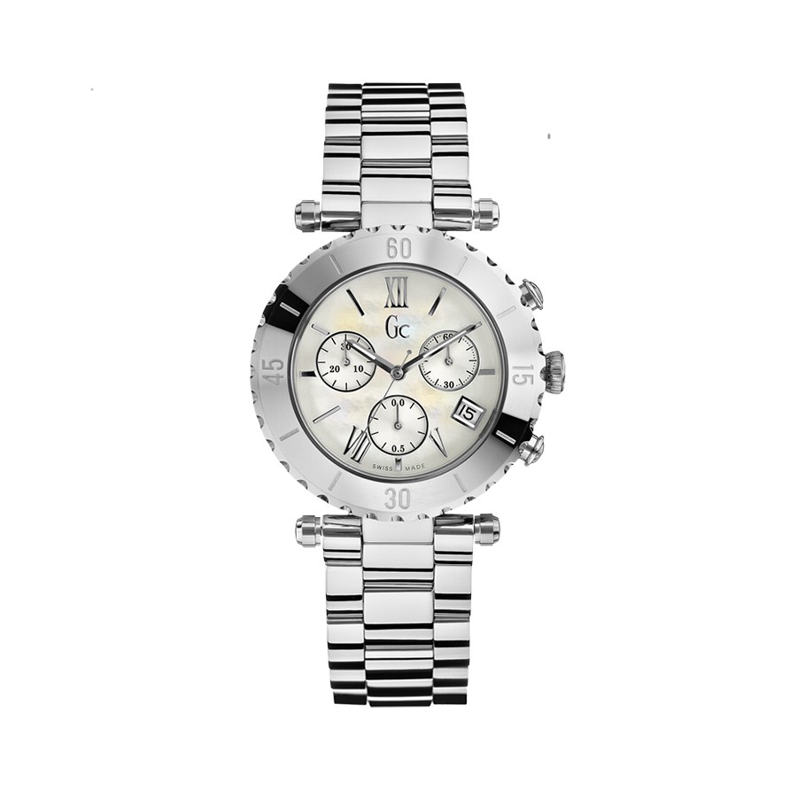 Guess Collection White Mop Dial Ladies Chronograph