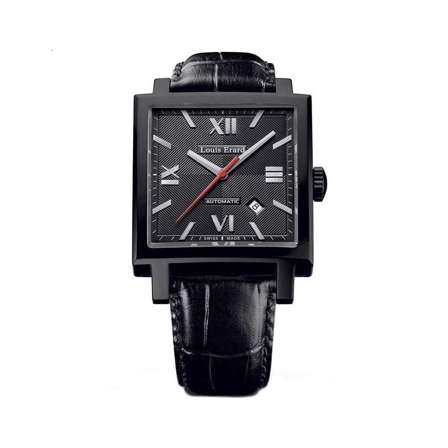 La Carree Automatic Black PVD Black Leather Men's Watch