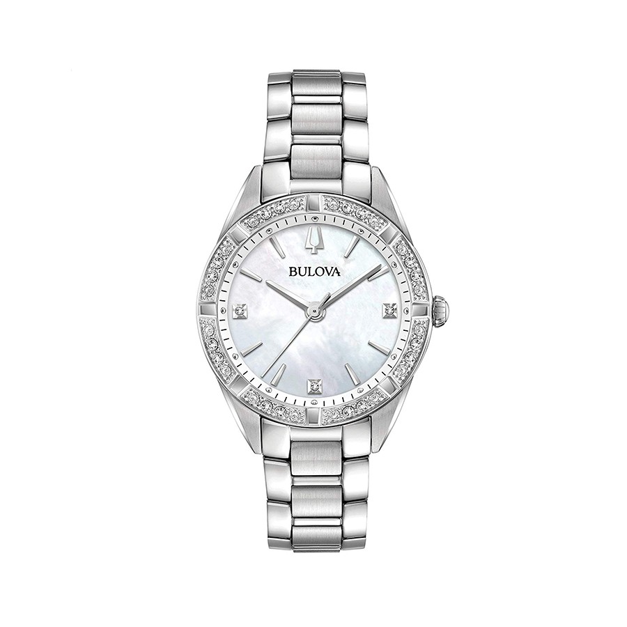 Ladies Mother of Pearl Dial Diamond Stainless Steel Watch 96R228