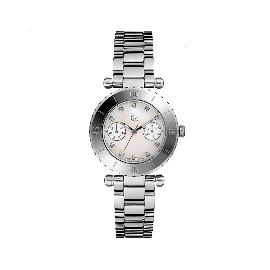 Guess Collection White Mop Dial 10 Diamonds Ladies Watch
