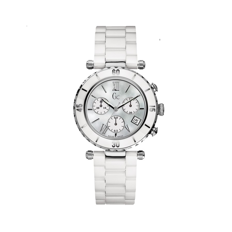 Guess Collection White Ceramic Ladies Chronograph