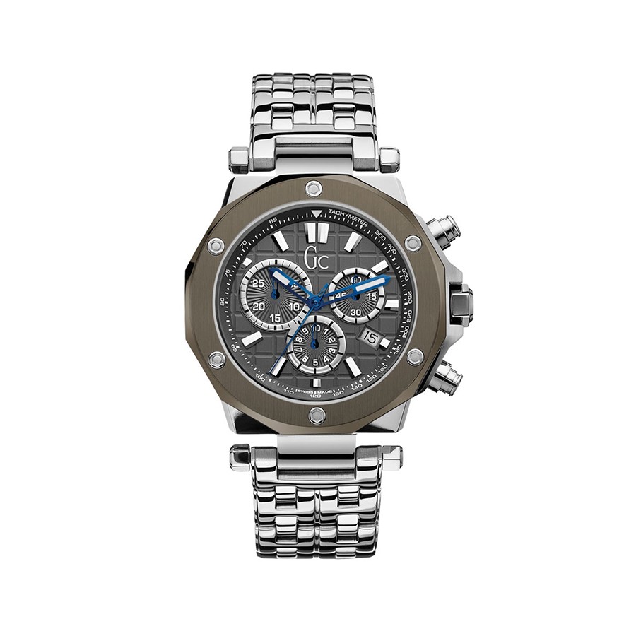 Quartz Chrono Silver Steel Case Titanium PVD Watch
