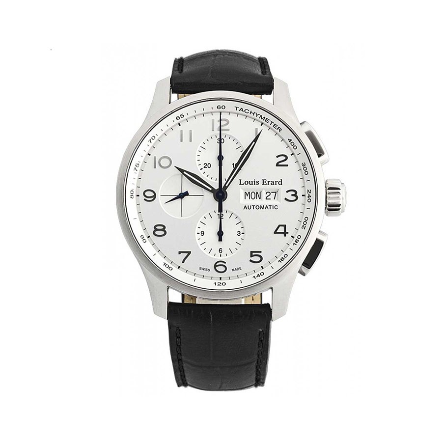 1931 Automatic Chronograph Silver Dial Black Leather Men's Watch