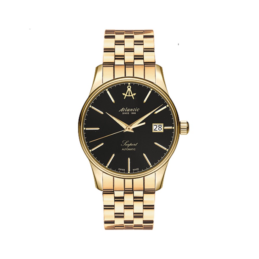 Seaport Black Dial Yellow Gold Automatic Men's Watch 56756.45.61