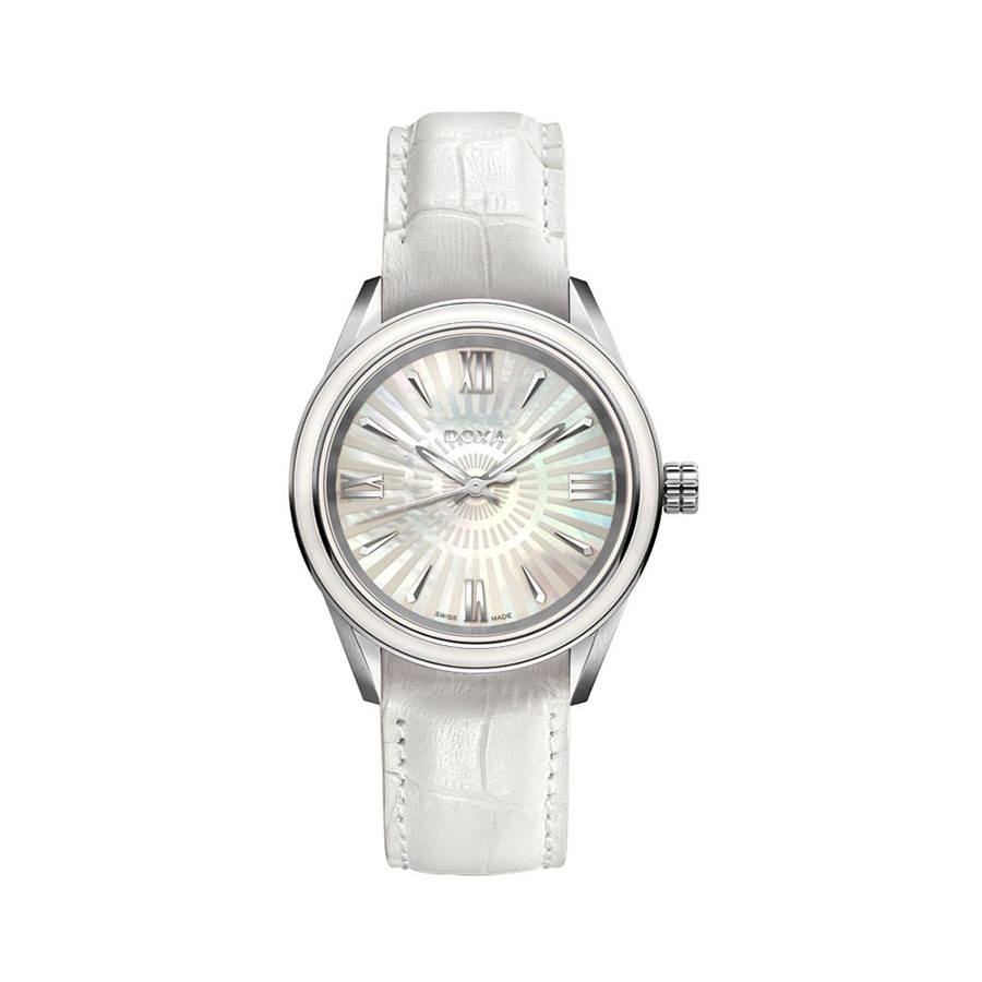 Trofeo Lady White MOP Dial White Leather Quartz Watch