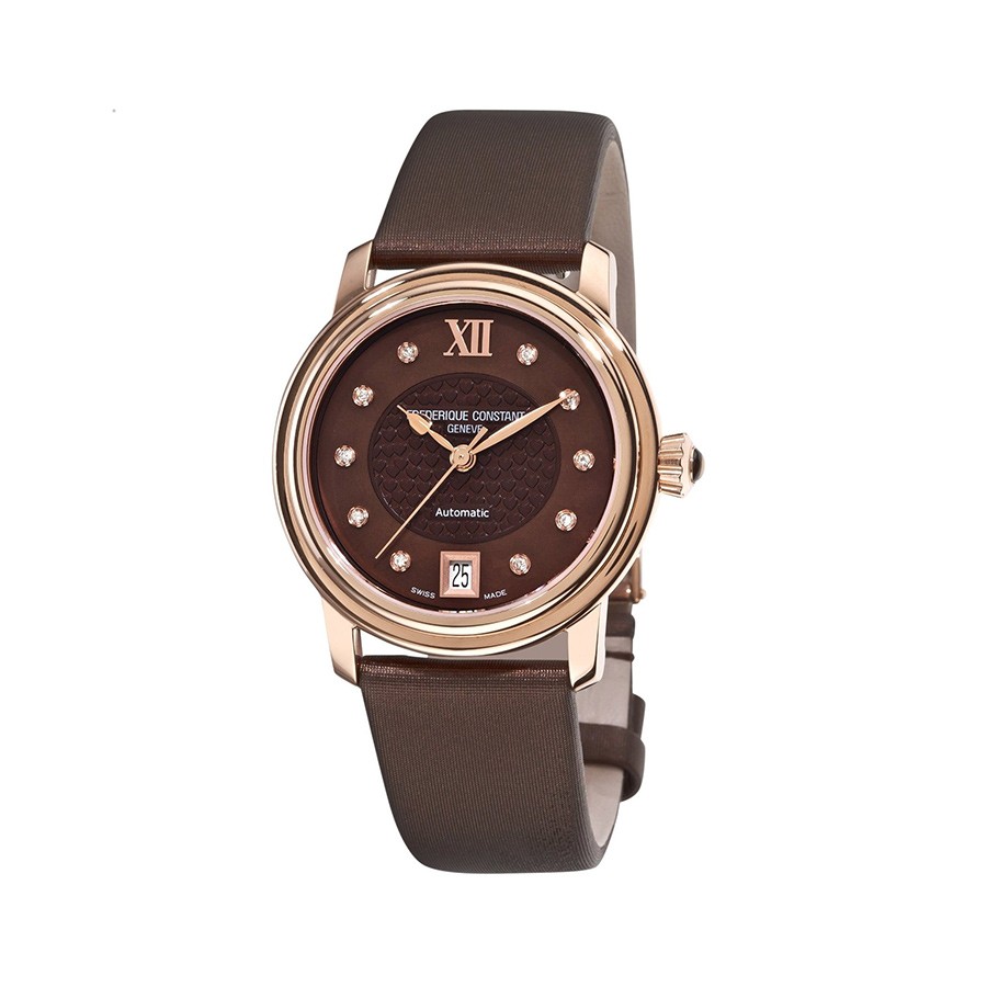 Ladies Automatic Brown Dial Brown Strap Watch
