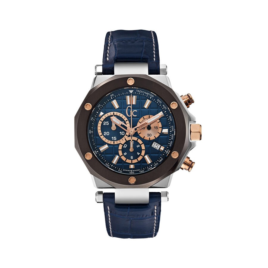 Quartz Chronograph Blue Dial Blue Leather Men's Watch