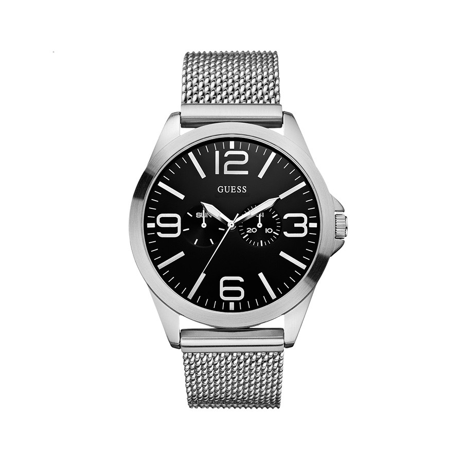 Casual Black Dial Stainless Steel Men's Watch W0180G1