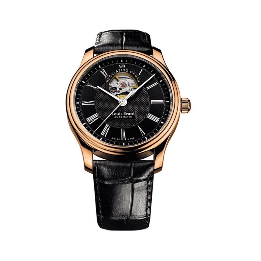 Heritage Automatic Rose Gold Plated Black Leather Men's Watch