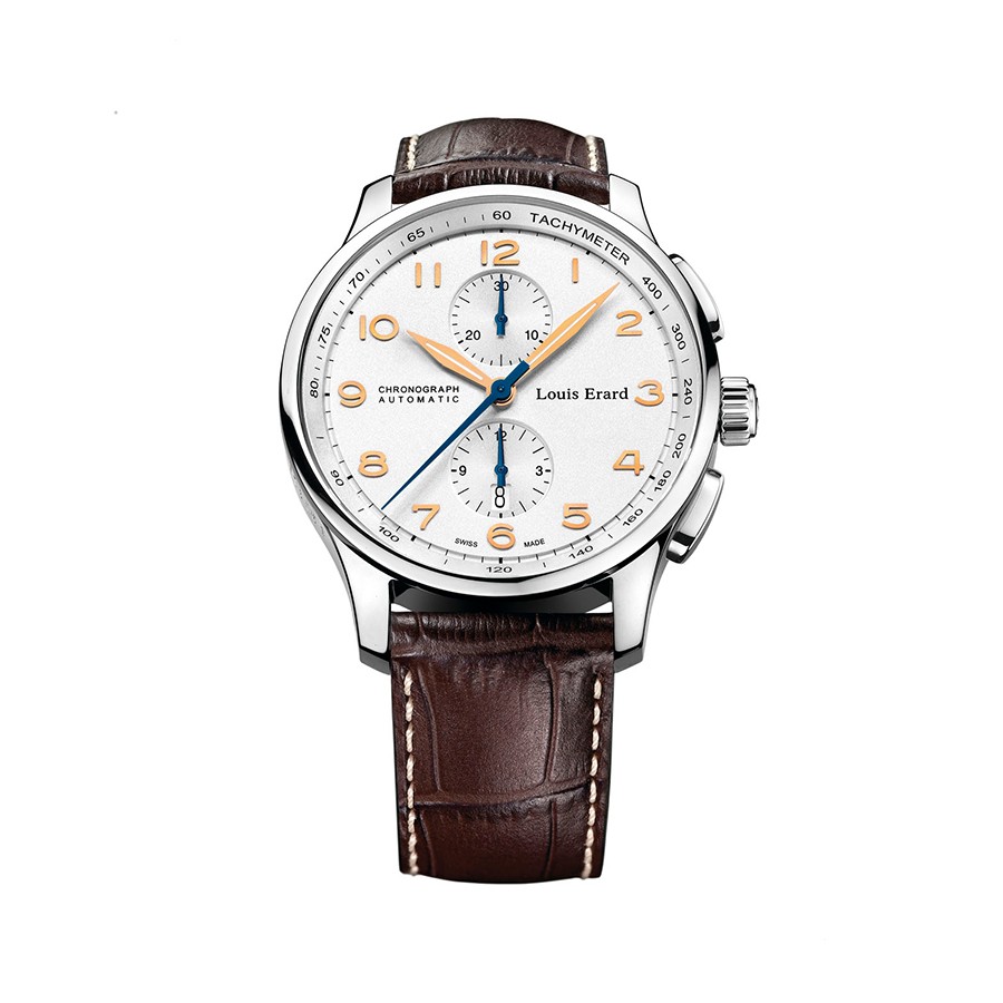 1931 Automatic Chronograph Silver Dial Brown Leather Men's Watch