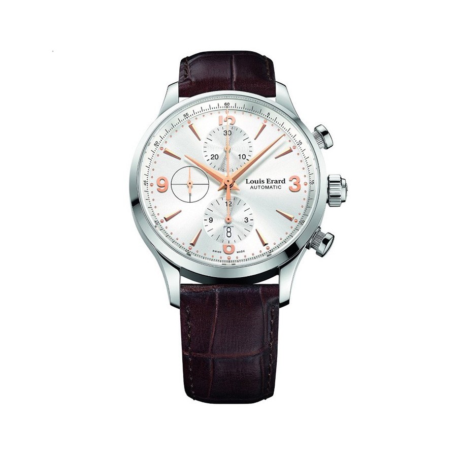 1931 Automatic Chronograph Silver Dial Bown Leather Men's Watch