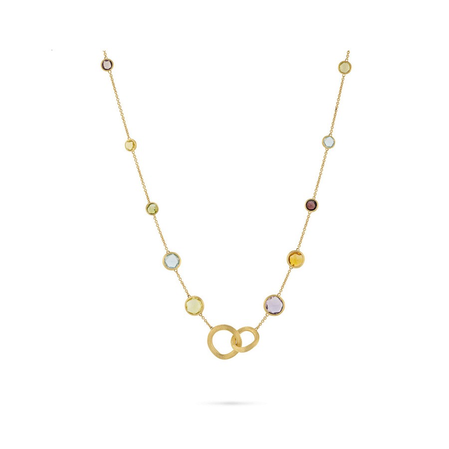 Jaipur 18K Yellow Gold Mixed Gemstones & Link Graduated Necklace