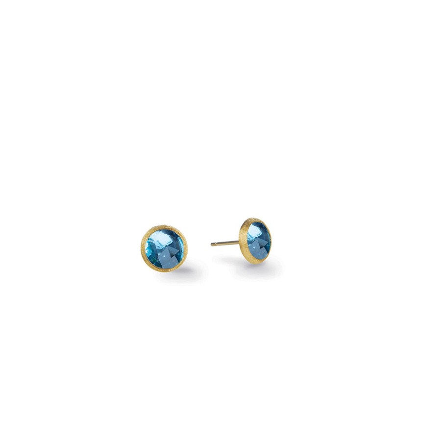 Jaipur18K Yellow Gold & Blue Topaz Petite Stud Earrings