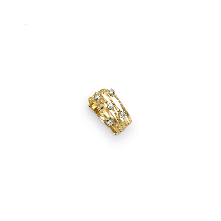 Marrakech 18K Yellow Gold Mini & Diamond Five Strand Ring