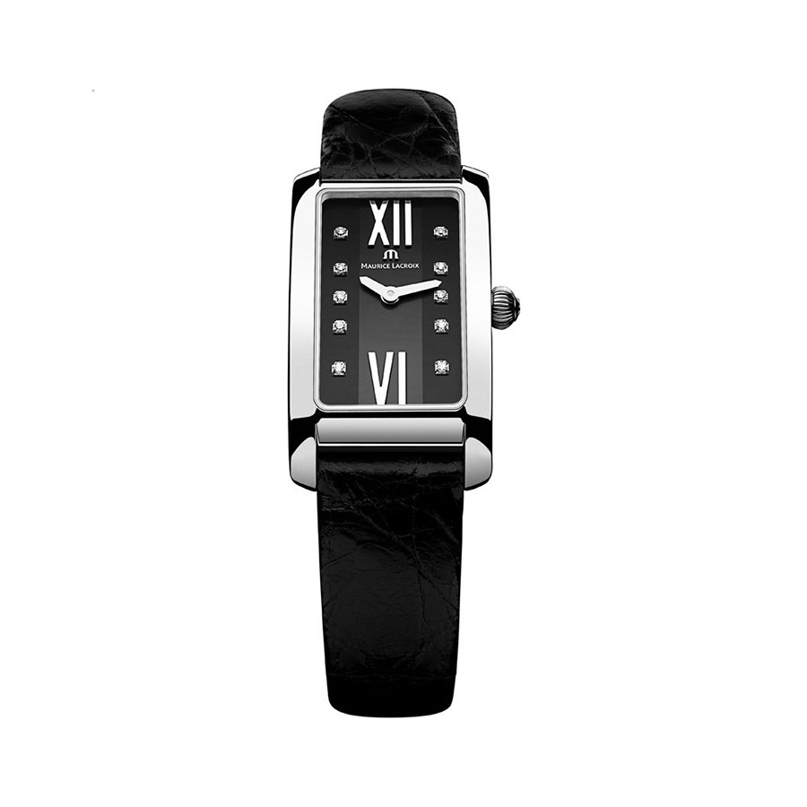Fiaba Diamond Black Dial Black Leather Ladies Watch FA2164-SS001-350