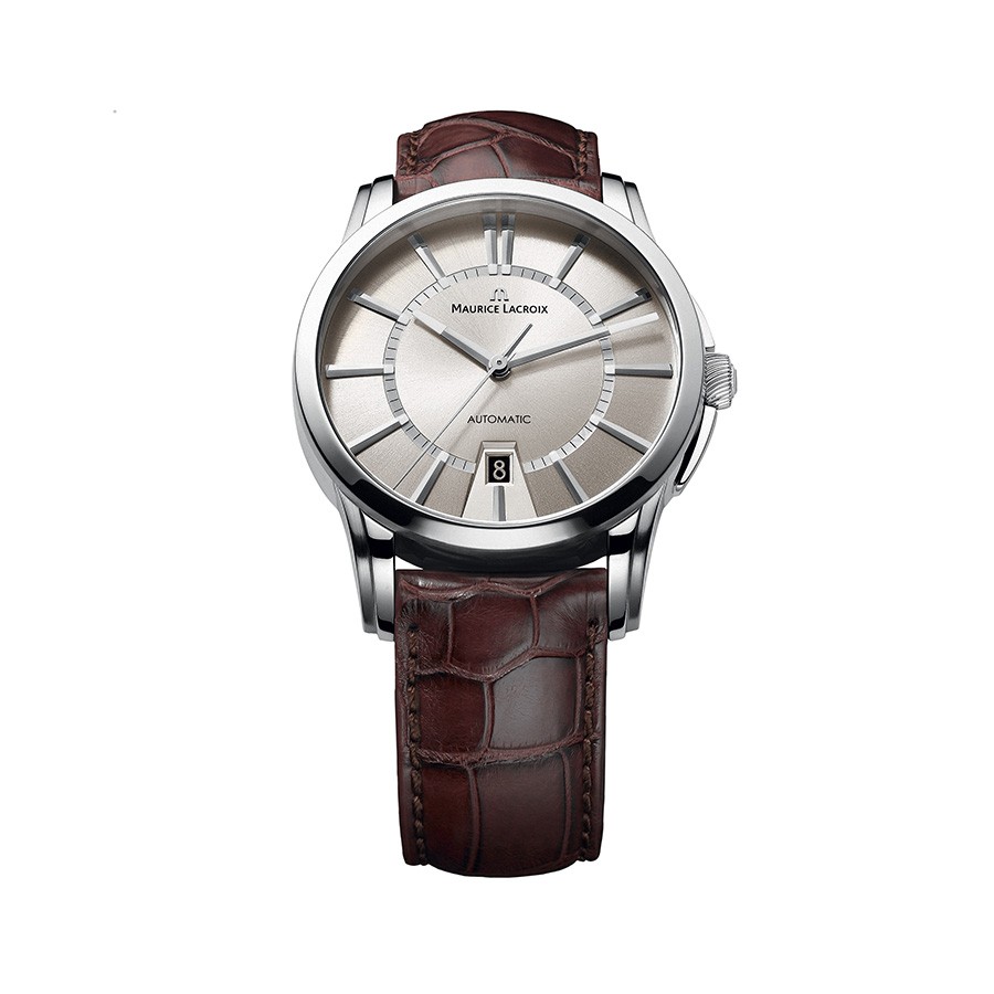 Pontos Silver Dial Brown LEather Men's Watch PT6148-SS001-130
