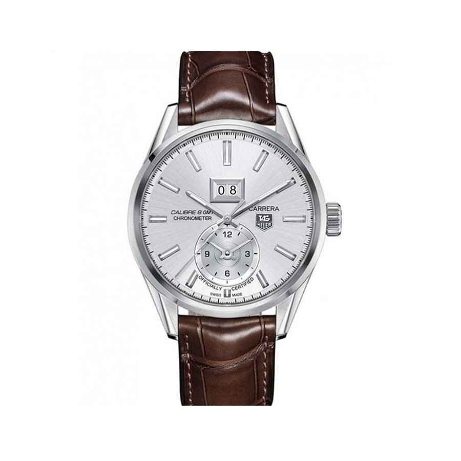 Carrera Calibre 8 Automatic Silver Dial Brown Leather Men's Watch
