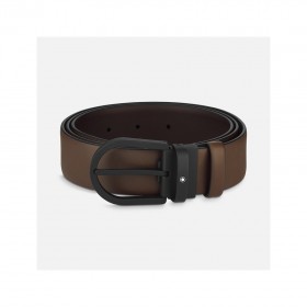 Chocolate rubberized leather belt 129430
