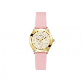 Gold Tone Case Pink Silicone Watch GW0381L2