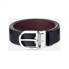 Horseshoe buckle black/mosto 35 mm reversible leather belt 131176