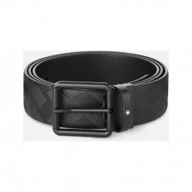 Printed black/plain black 35 mm reversible leather belt 131183
