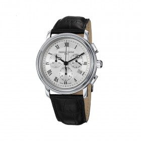 Classics Chronograph Silver Dial Blak LEather Men's Watch