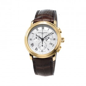 Classics Chronograph Silver Dial Brown Leather Men's Watch