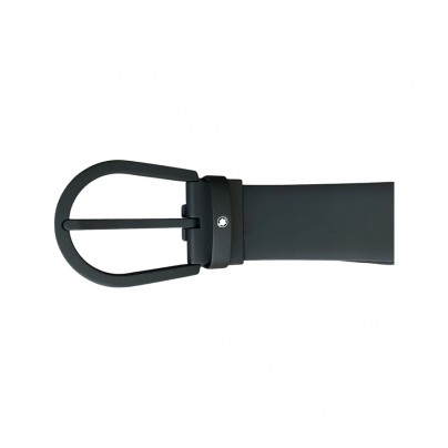 Horseshoe buckle black 35 mm leather belt 129431