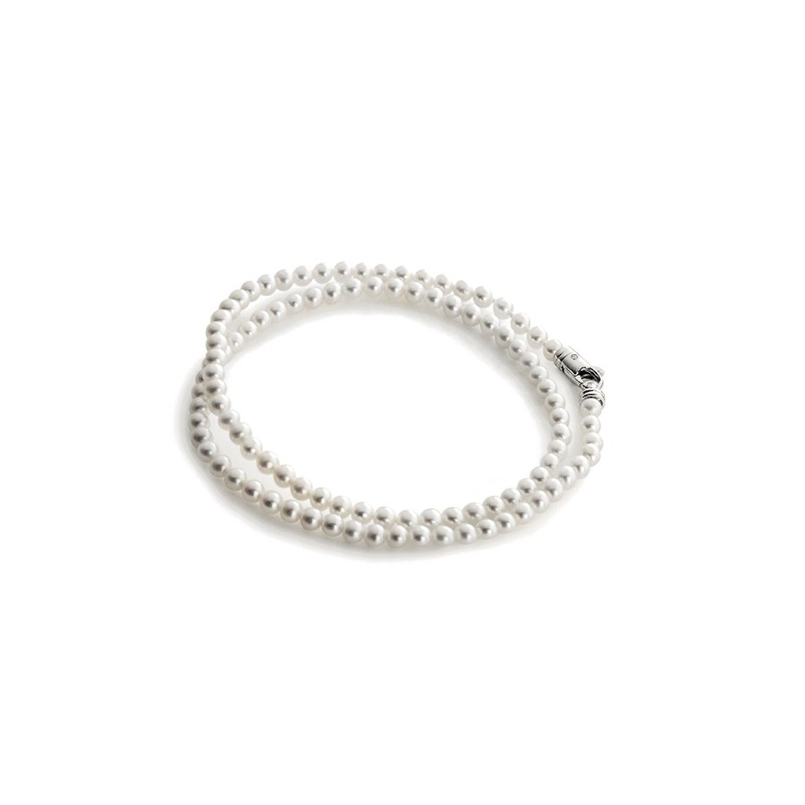 Pearl necklace with 18K white gold