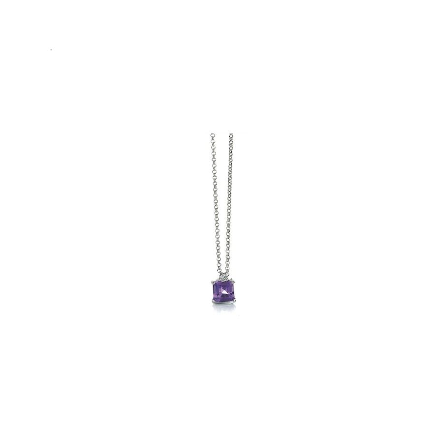 Gold necklace with diamond and amethyst Punti Luce DCPY1754