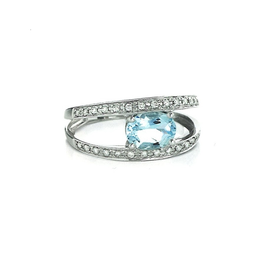 Gold ring aquamarine and diamonds Aquamarina DAAF0853.007