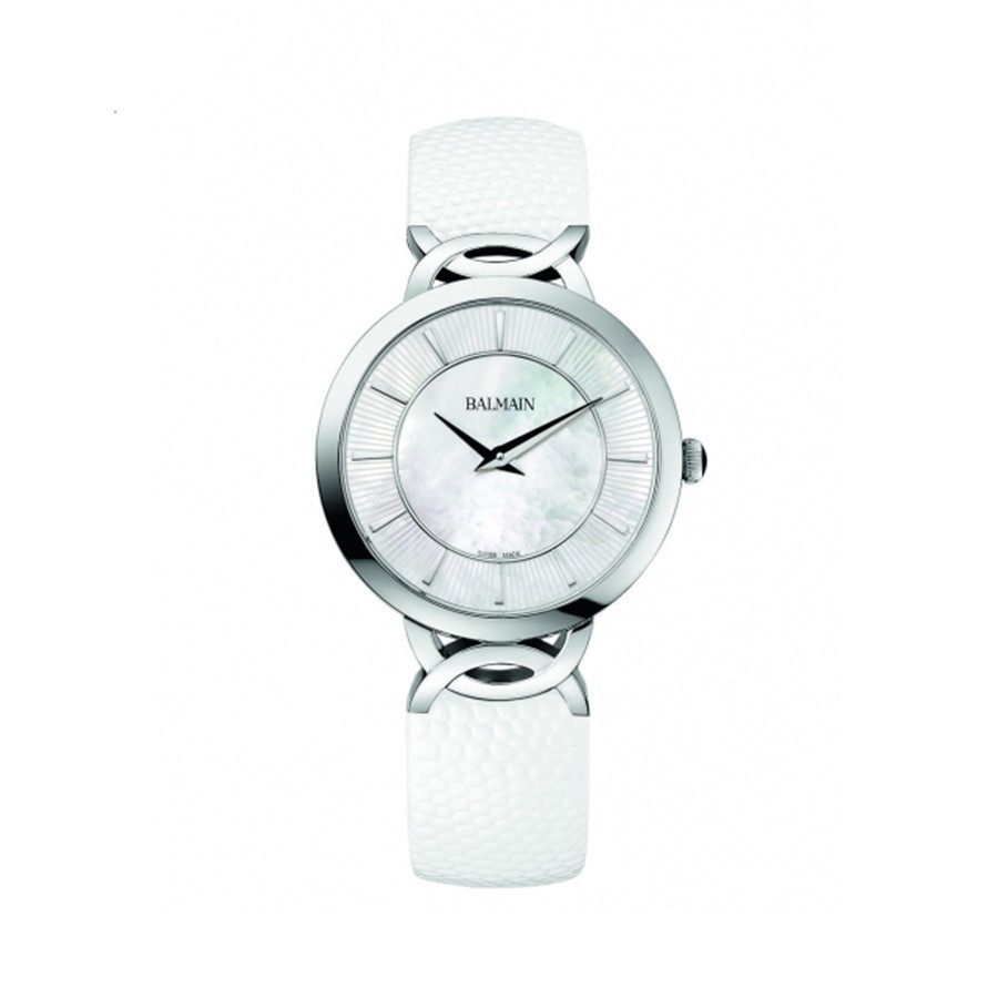 Taffetas Mother of Pearl Dial White Leather Ladies Watch B3171.22.86