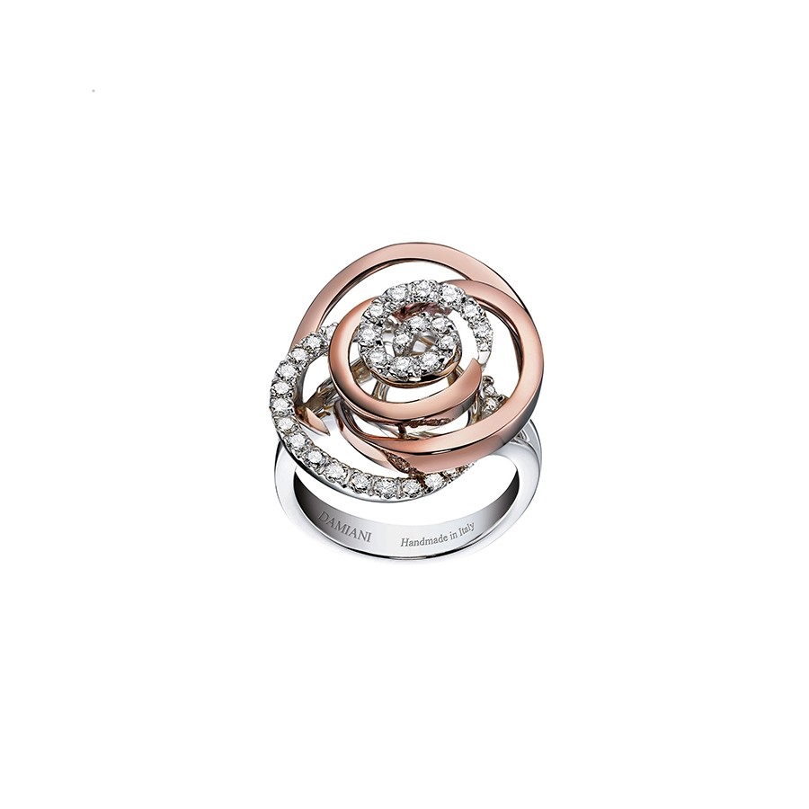 Bocciolo rose/white gold diamond ring