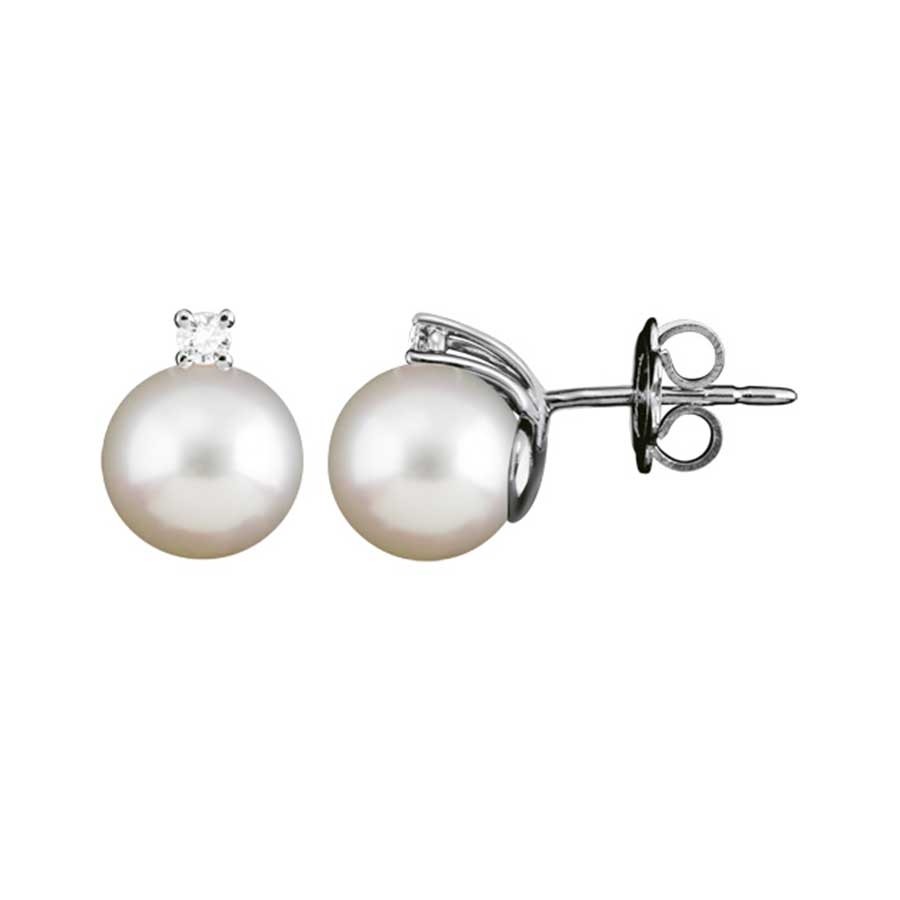 White Gold Diamond Pearl Earings