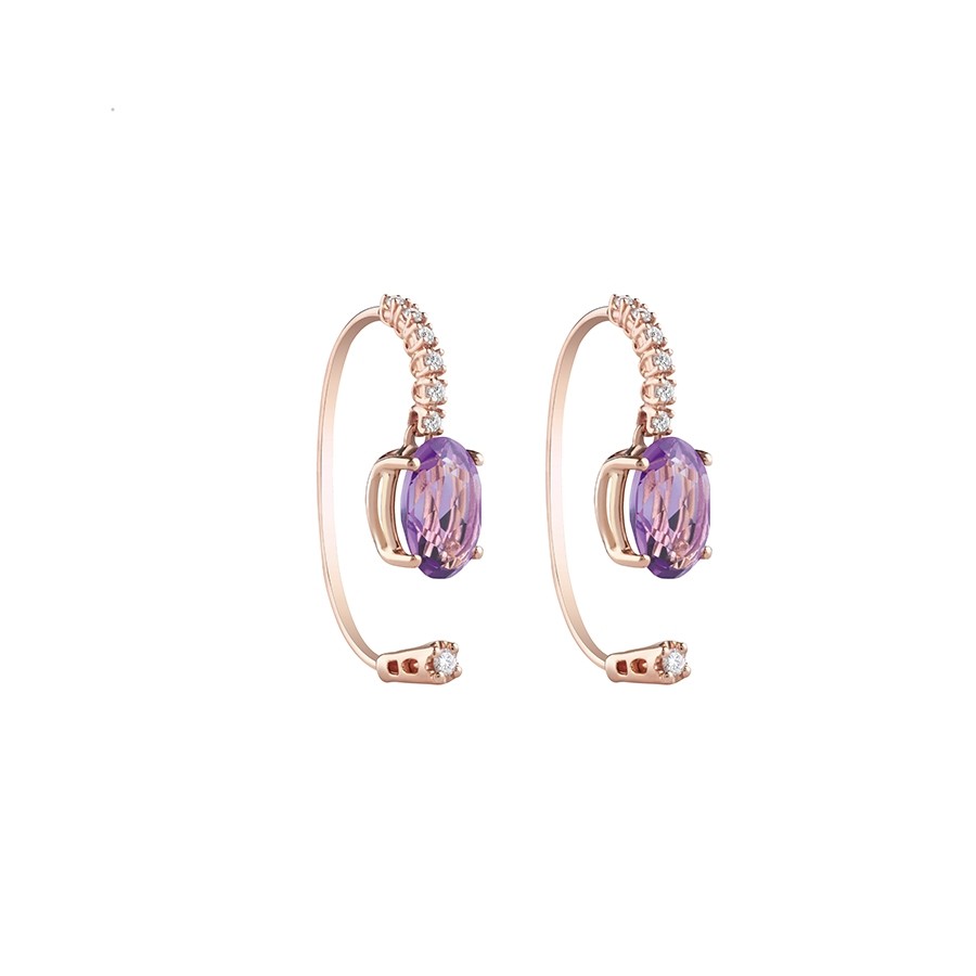 Rose gold diamond and amethyst earings