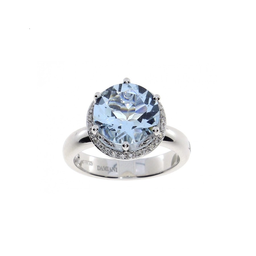 Minou white gold diamond and aquamarine ring