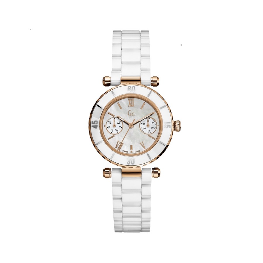 Guess Collection Pink Gold White Ceramic Ladies Watch
