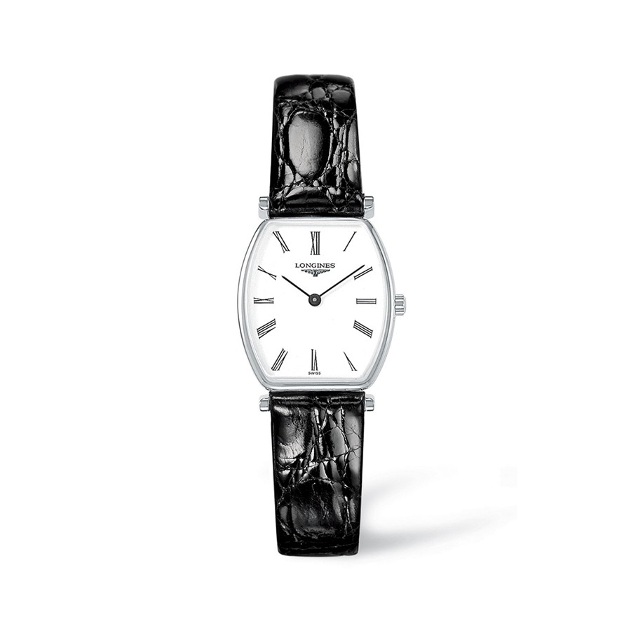 La Grande Classique Tonneau White Dial Black Leather Ladies Watch