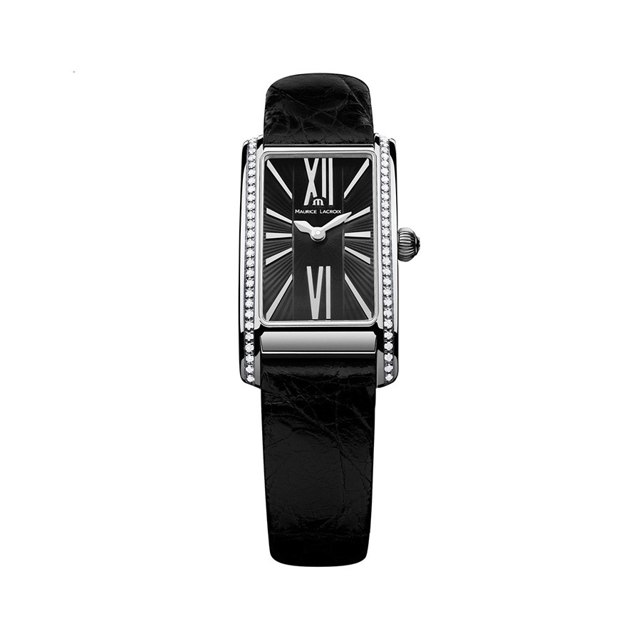 Fiaba 58 Diamonds 0.39 Black Leather Ladies Watch